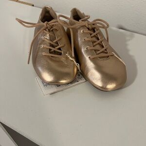 Gold Metallic Lace-Up Shoes